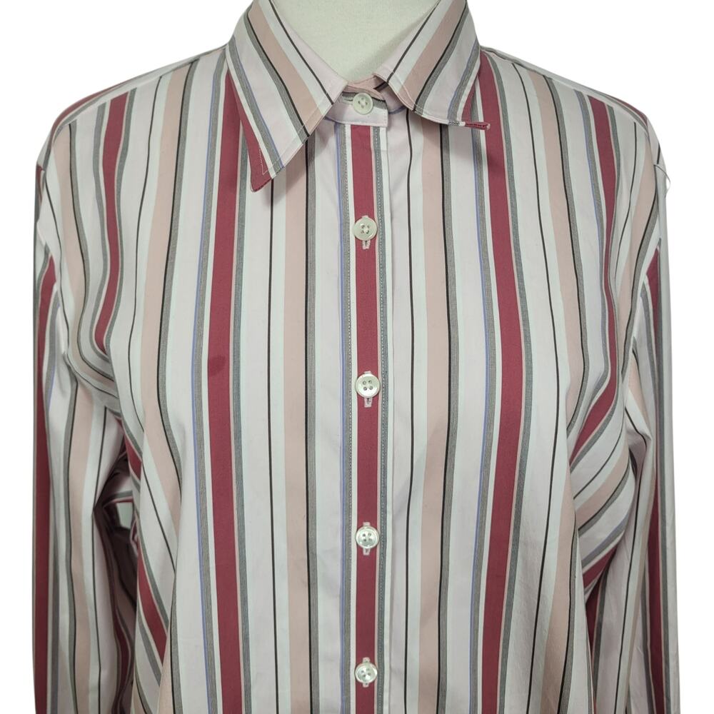 Faconnable Women's Striped Office Business Casual Long Sleeve Top Size Large - Picture 3 of 9